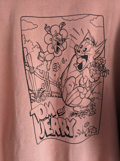 No Boundaries Tom & Jerry Coral Pink Hoodie