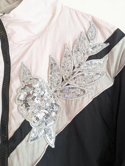 Pink Victoria Secret  Embroidered Black Jacket