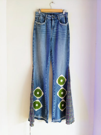 Zara Upcycled Y2K Crochet Jeans