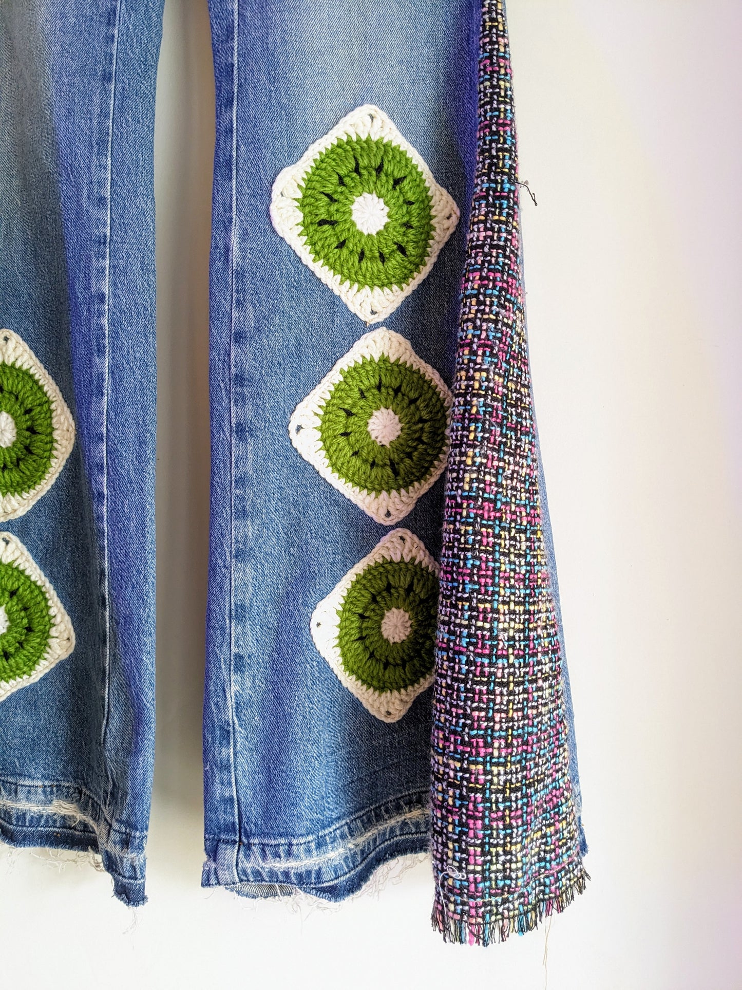 Zara Upcycled Y2K Crochet Jeans