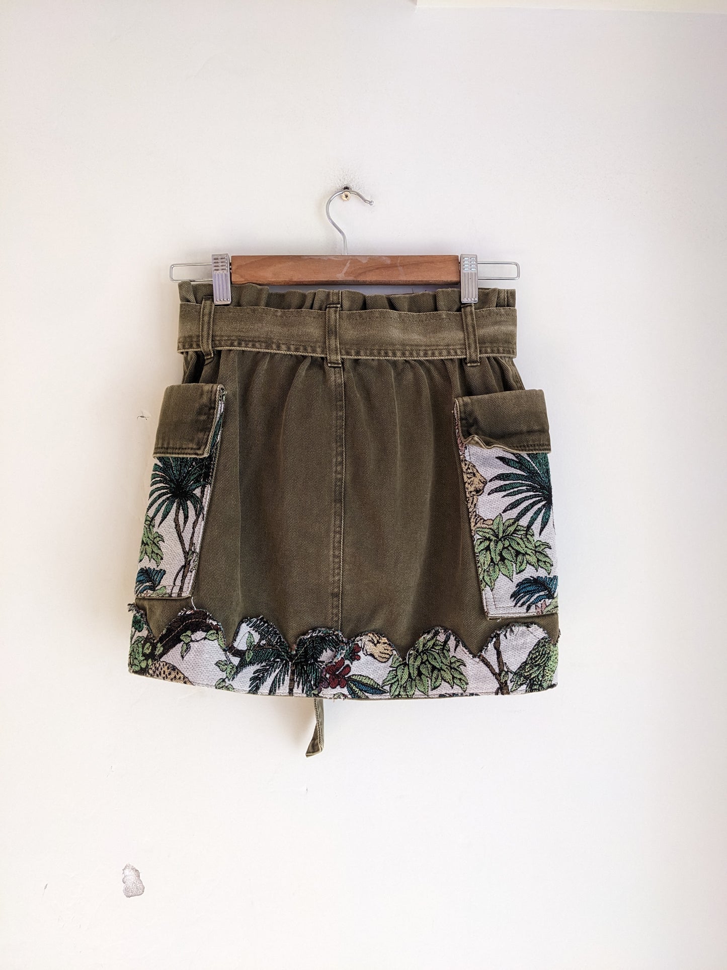 Forever 21 Upcycled Jungle Print Olive Skirt