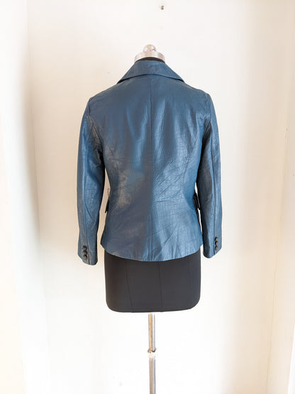 She's Miss Teal Faux Leather Jacket