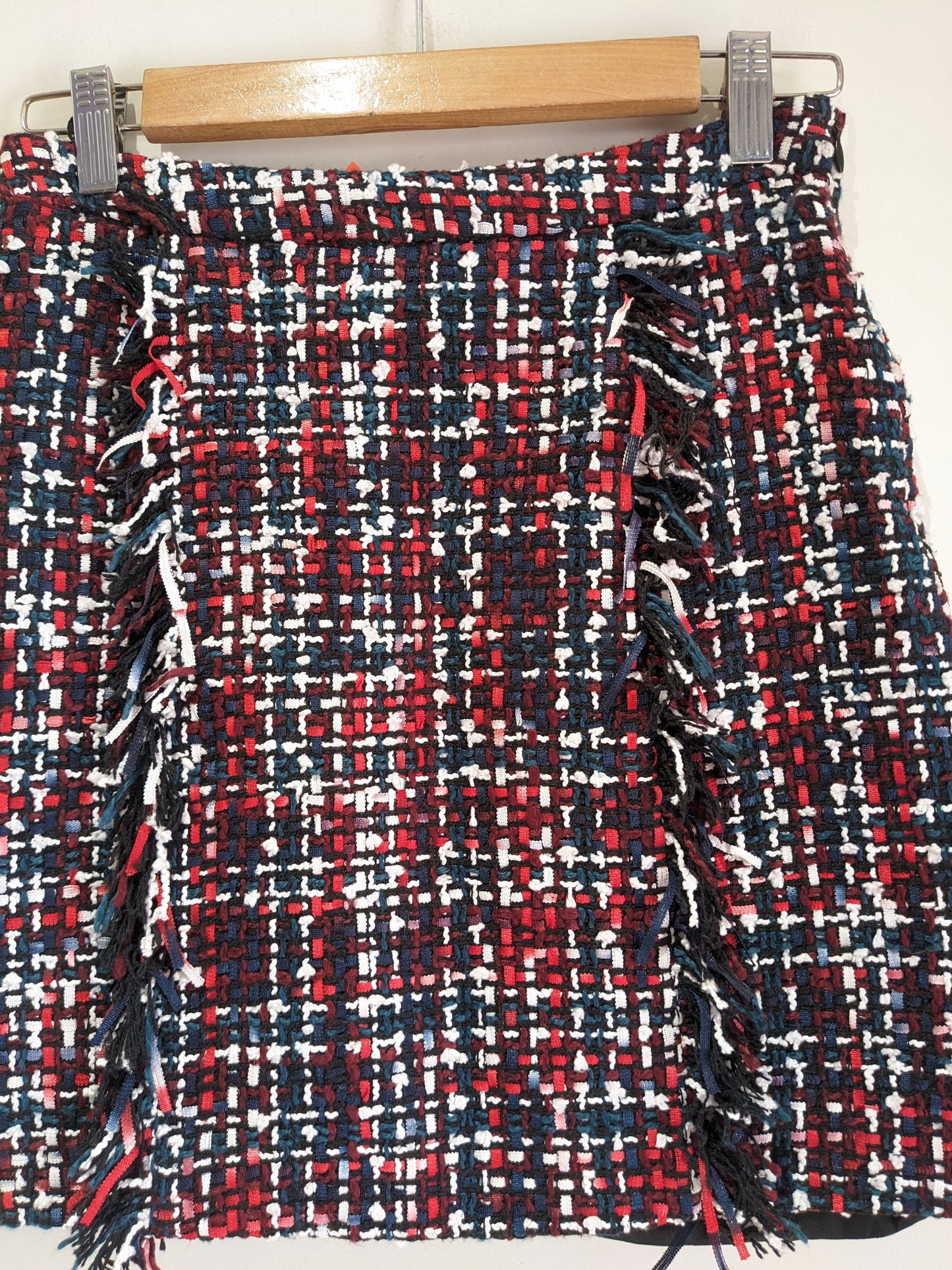 Asy Multicolored Fringe Tweed Skirt