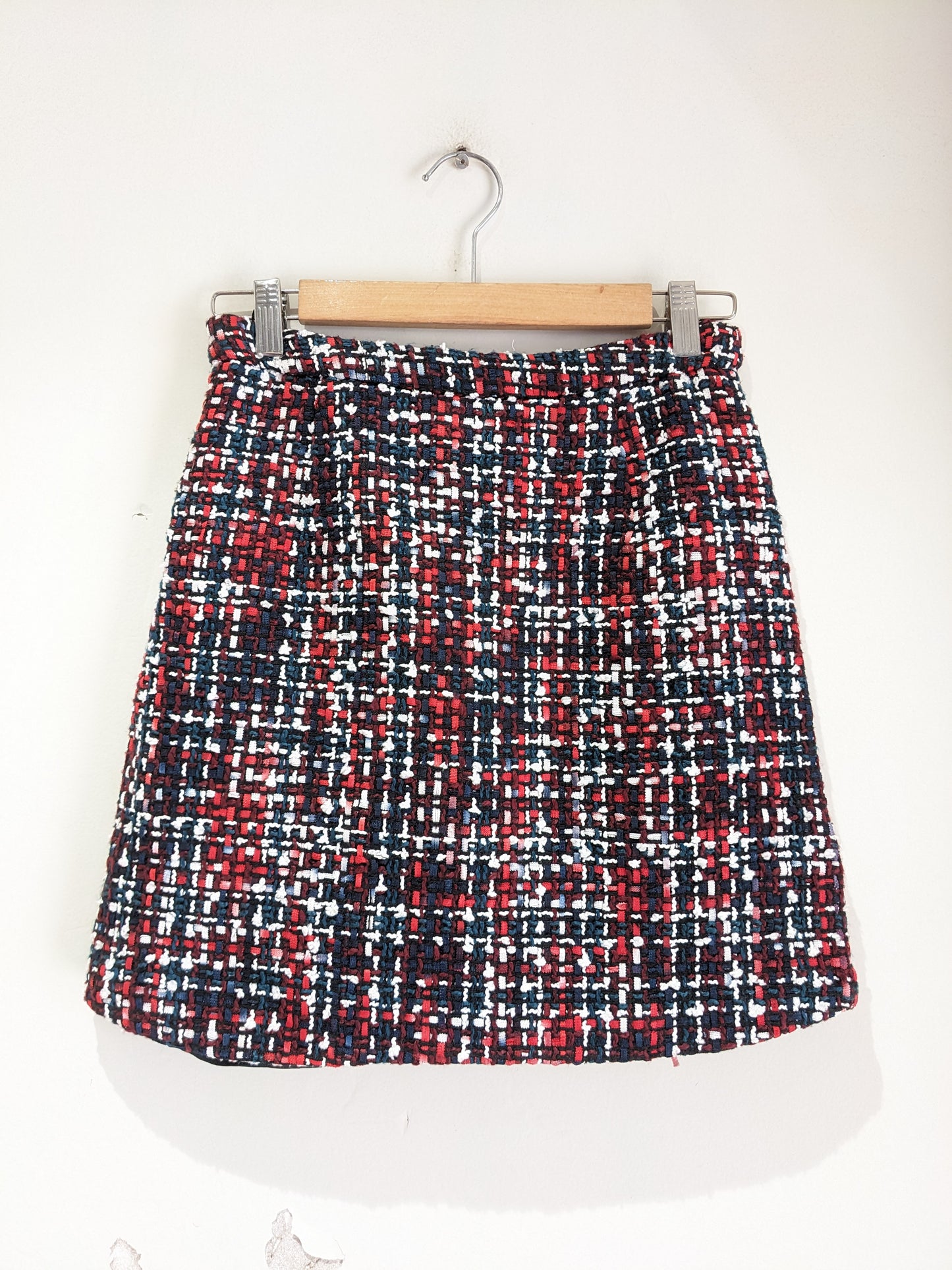 Asy Multicolored Fringe Tweed Skirt