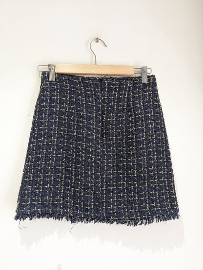 Sienna Navy Blue Tweed Skirt