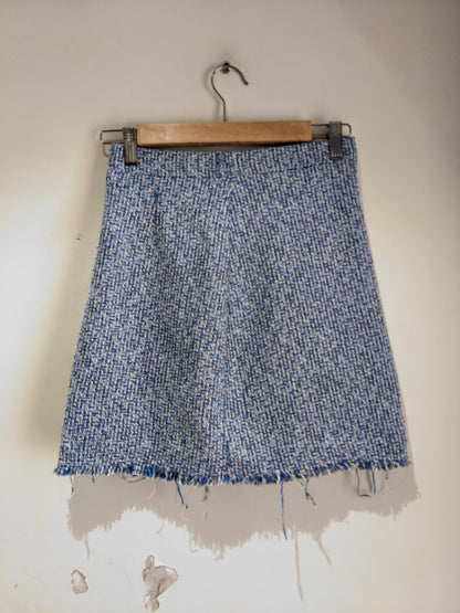 Blue Tweed Mini Skirt