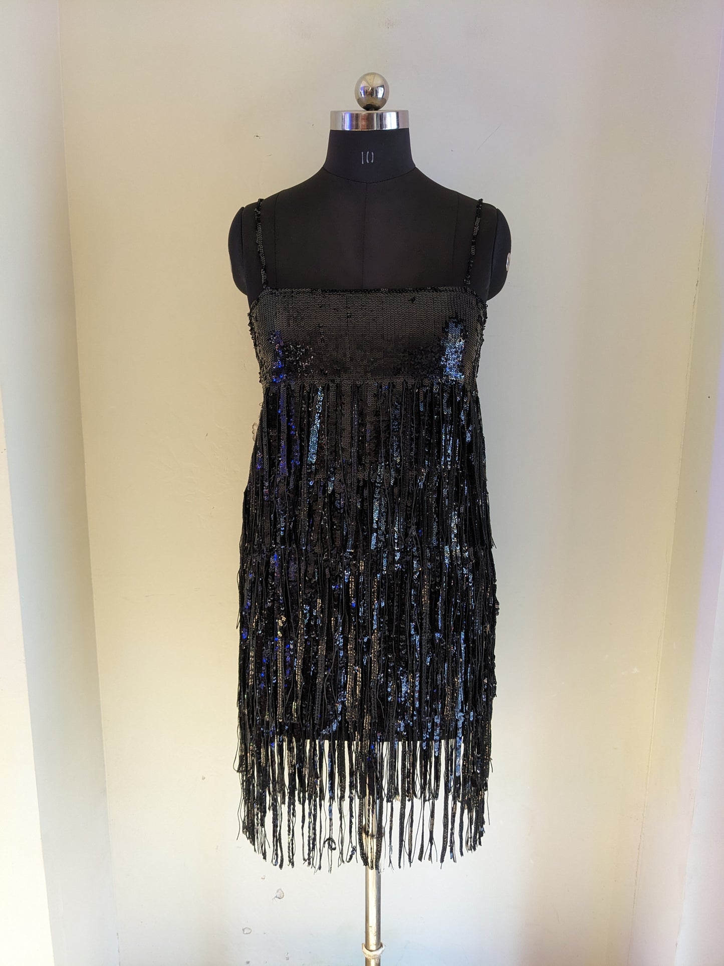 Black Sequin Fringe Dress