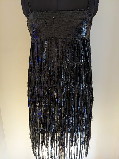 Black Sequin Fringe Dress