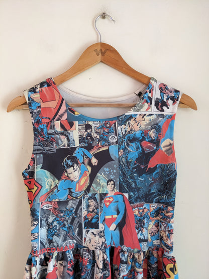 Superman Printed Sleeveless Dress