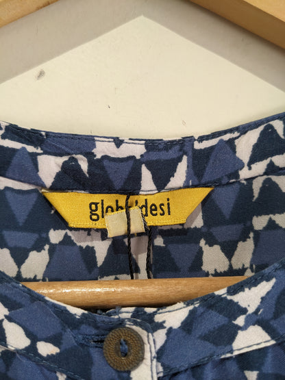 Global Desi Regular Sleeves Blue Printed Top
