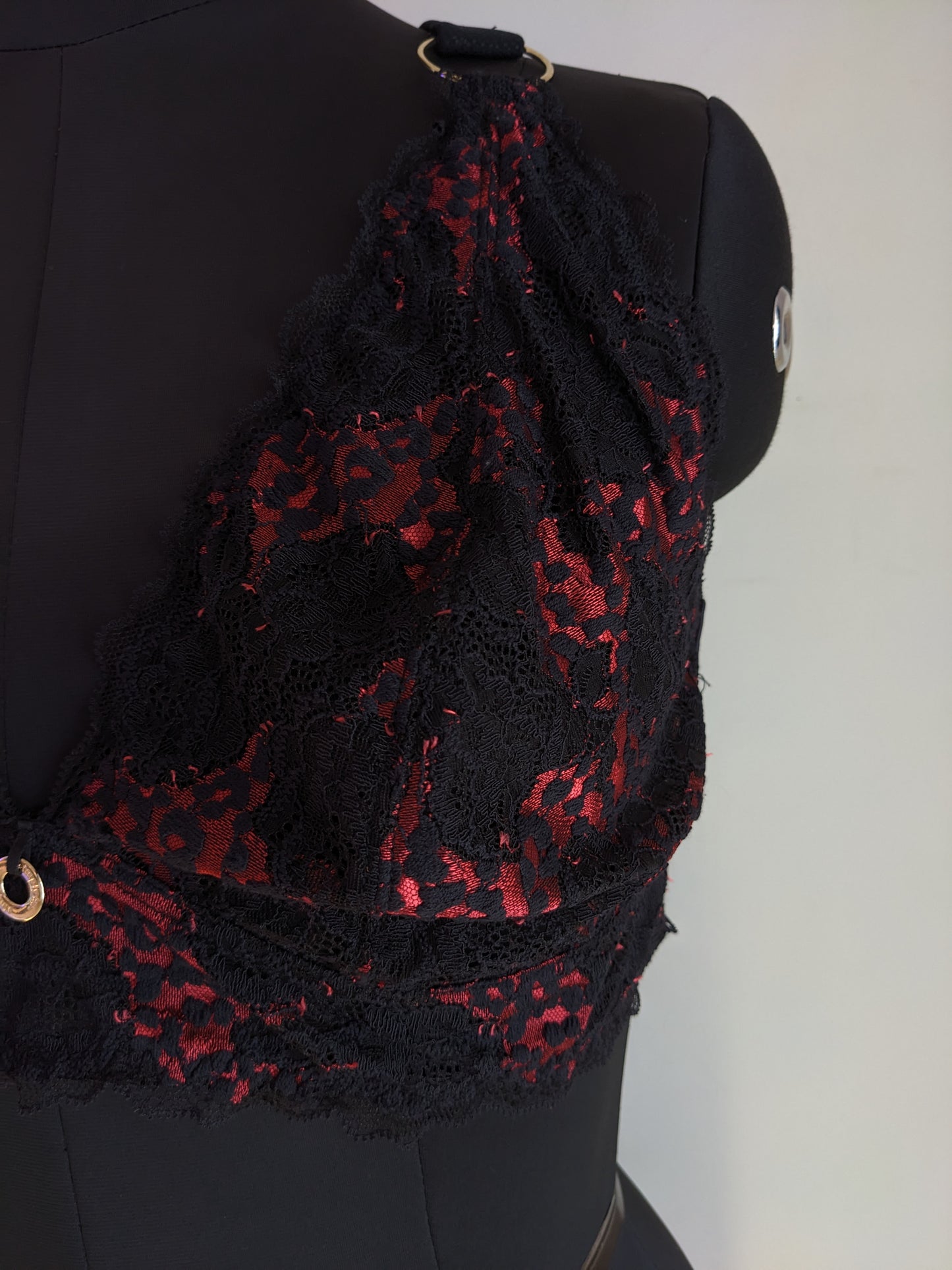Simply Be Black & Red Lace Bra