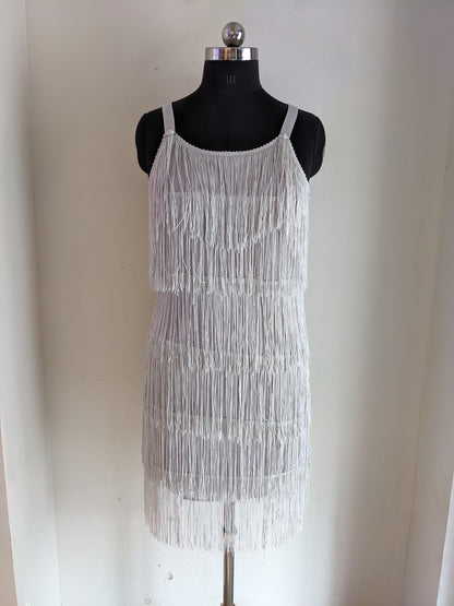 Xin Yan Grey Fringe Dress