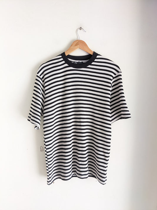 ZARA Black & White Striped Tee