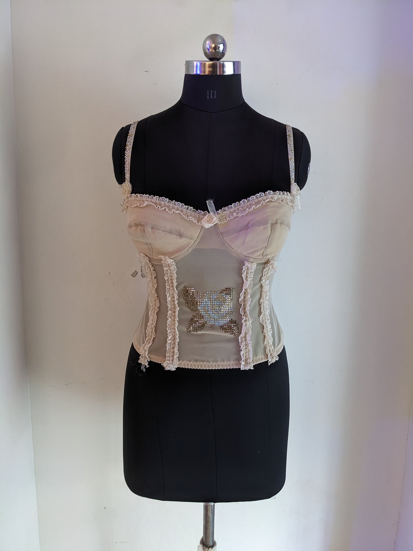 Beige Embroidered Corset