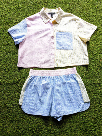 Forever 21 Striped Cropped Shirt and shorts set