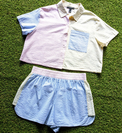 Forever 21 Striped Cropped Shirt and shorts set