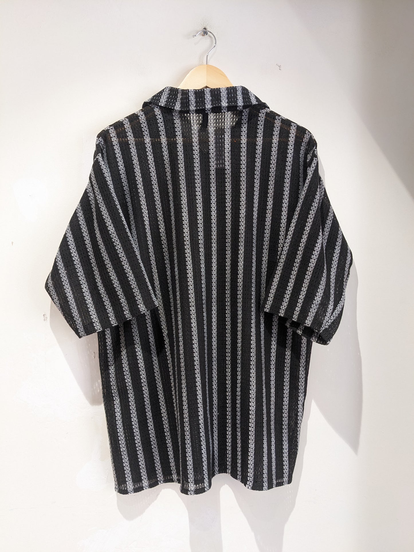 Black Striped Crochet Shirt