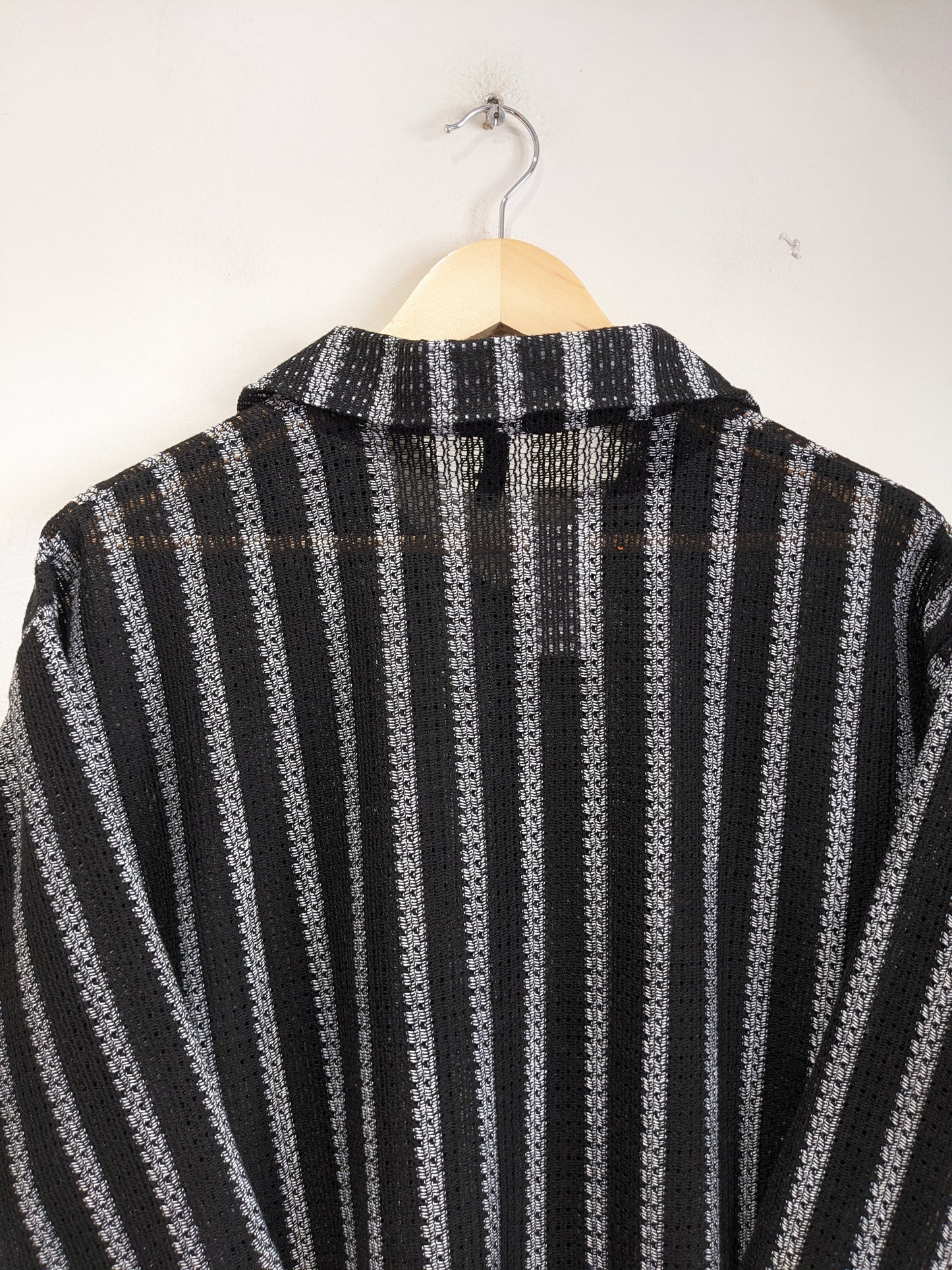 Black Striped Crochet Shirt