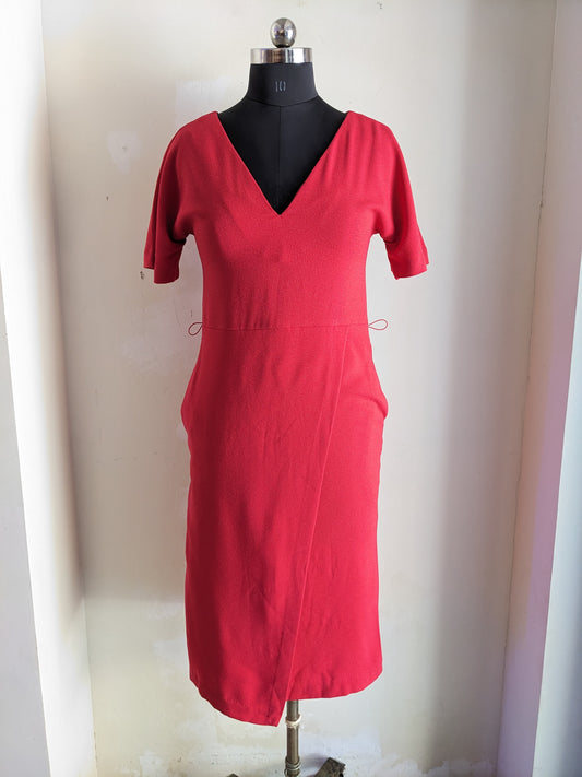 M&S V Neck Red Dress