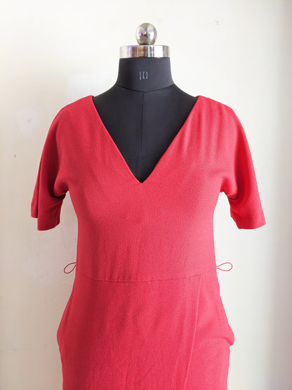 M&S V Neck Red Dress