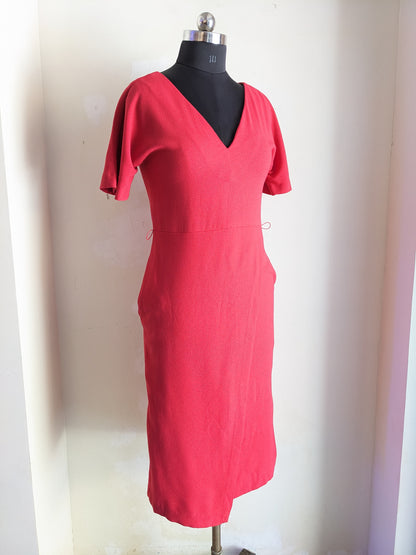 M&S V Neck Red Dress