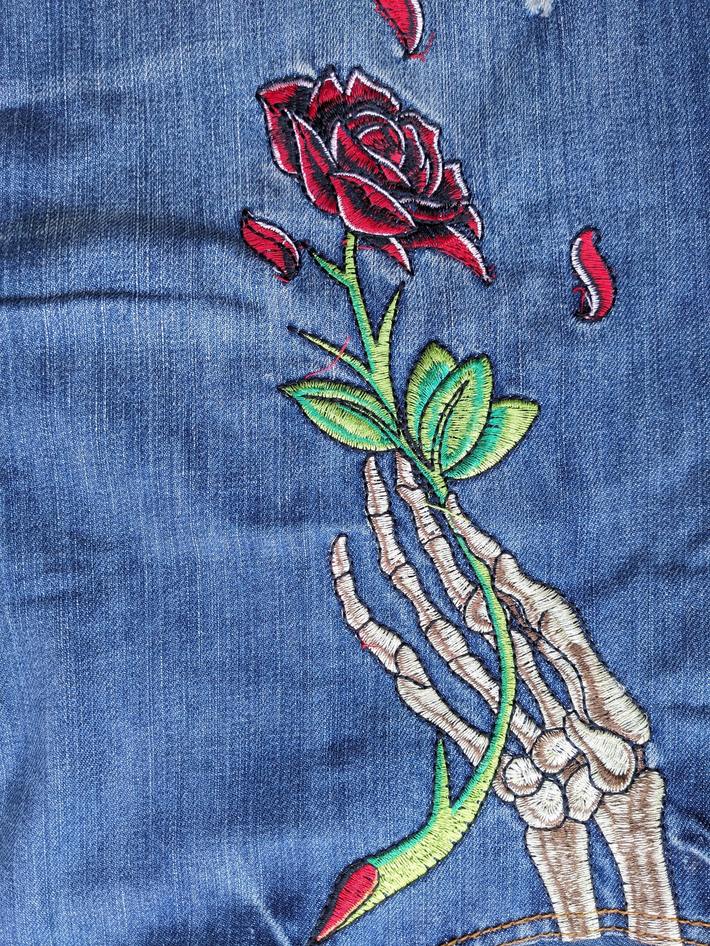 Christian Audigier Skull Embroidered Jeans