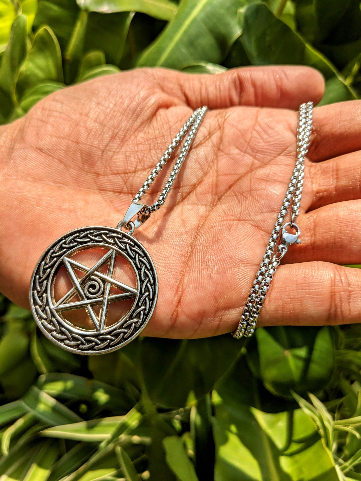Large Spiral Pentacle Pentagram Pendant