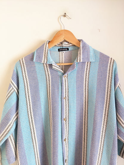 Blue Wave Summer Crochet Shirt
