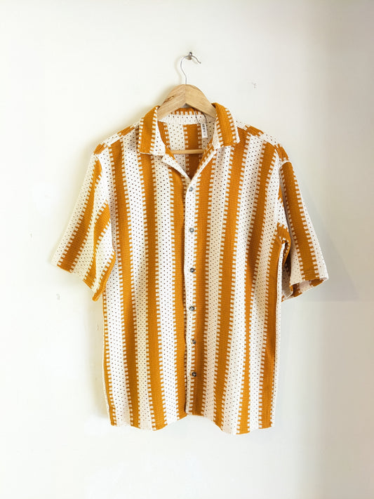 Yellow & White Summer Crochet Shirt