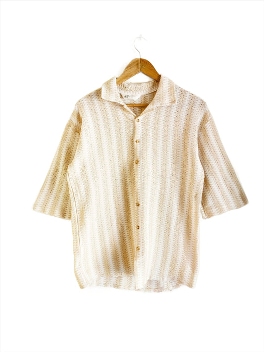 H&M White & Cream Summer Crochet Shirt