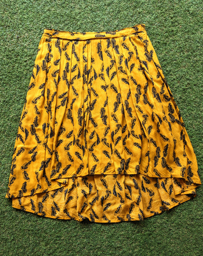 Le Shop Yellow Printed Skirt