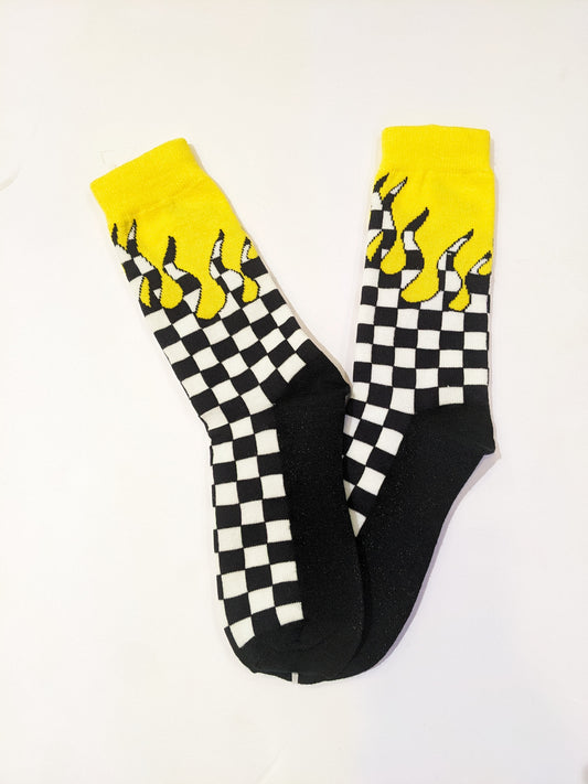 Yellow & Black Checked Socks