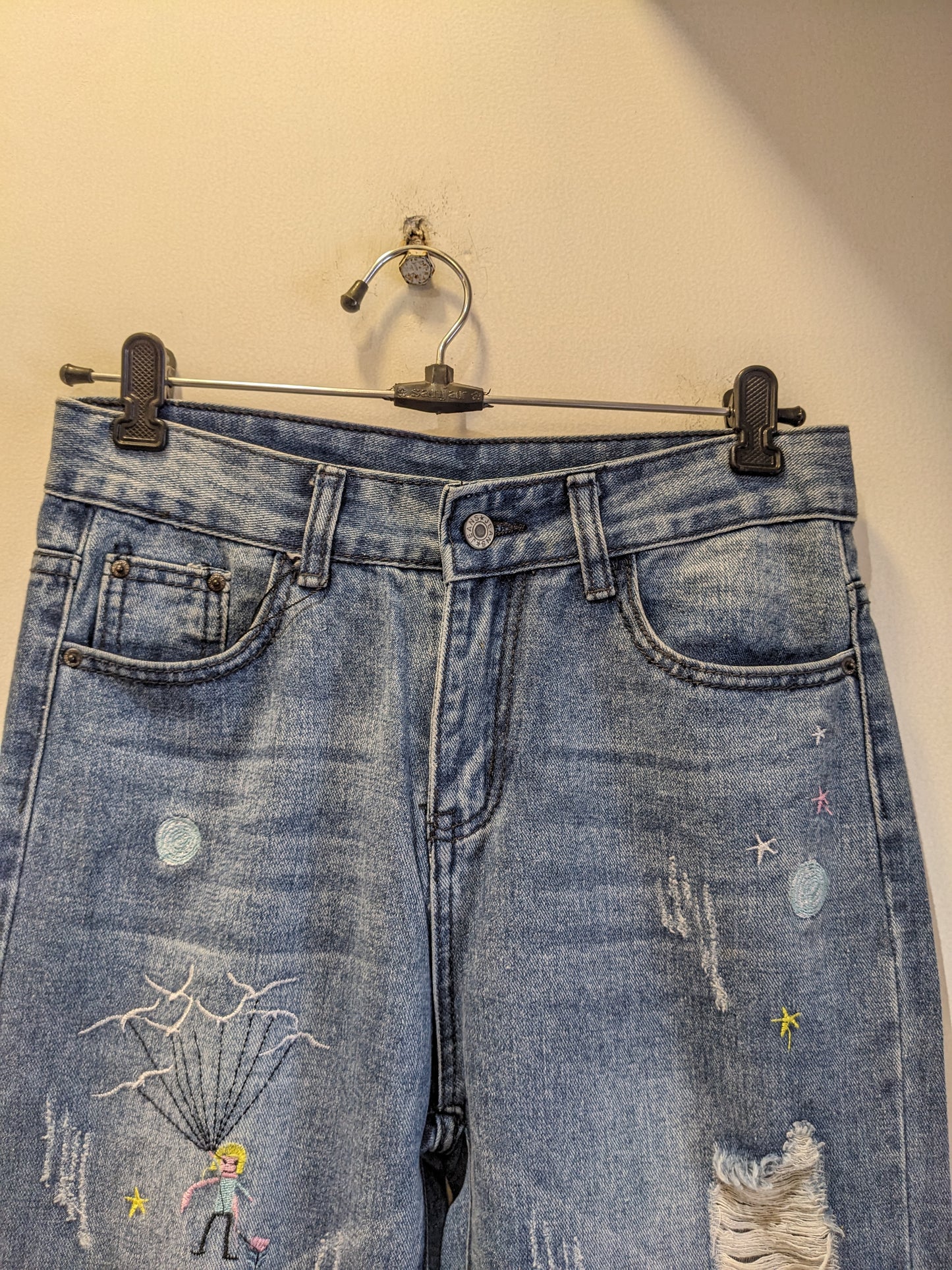 Embroidered Dark Blue Jeans