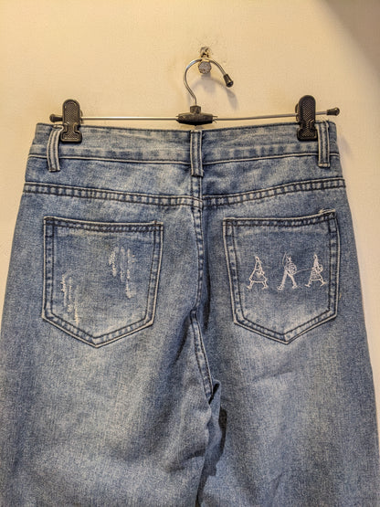 Embroidered Dark Blue Jeans