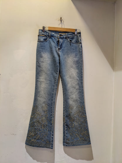 Y2K Denim Embroidered Flared Jeans