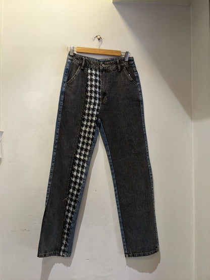 Blue Black Plaid Straight Fit Jeans