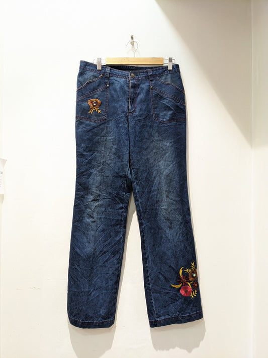 Flower Blue Jeans