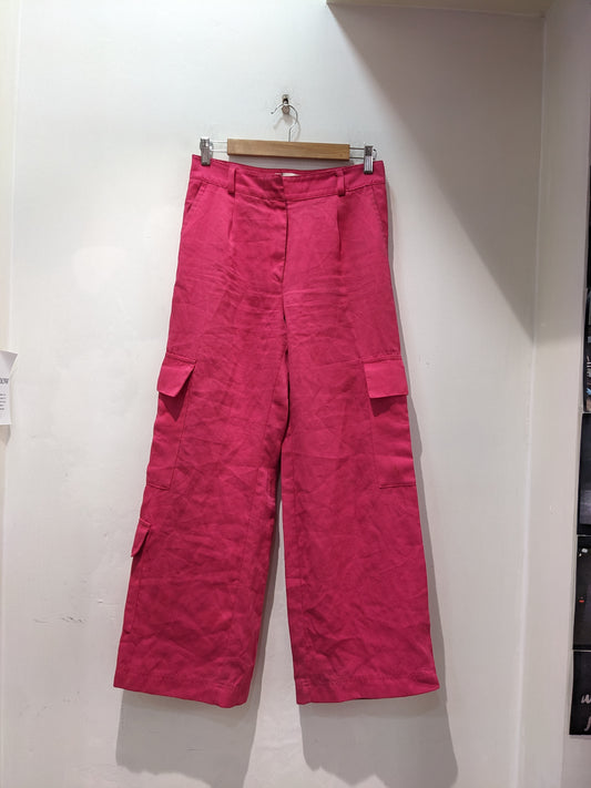 Womens pink Flap Pocket Side Cargo Pants