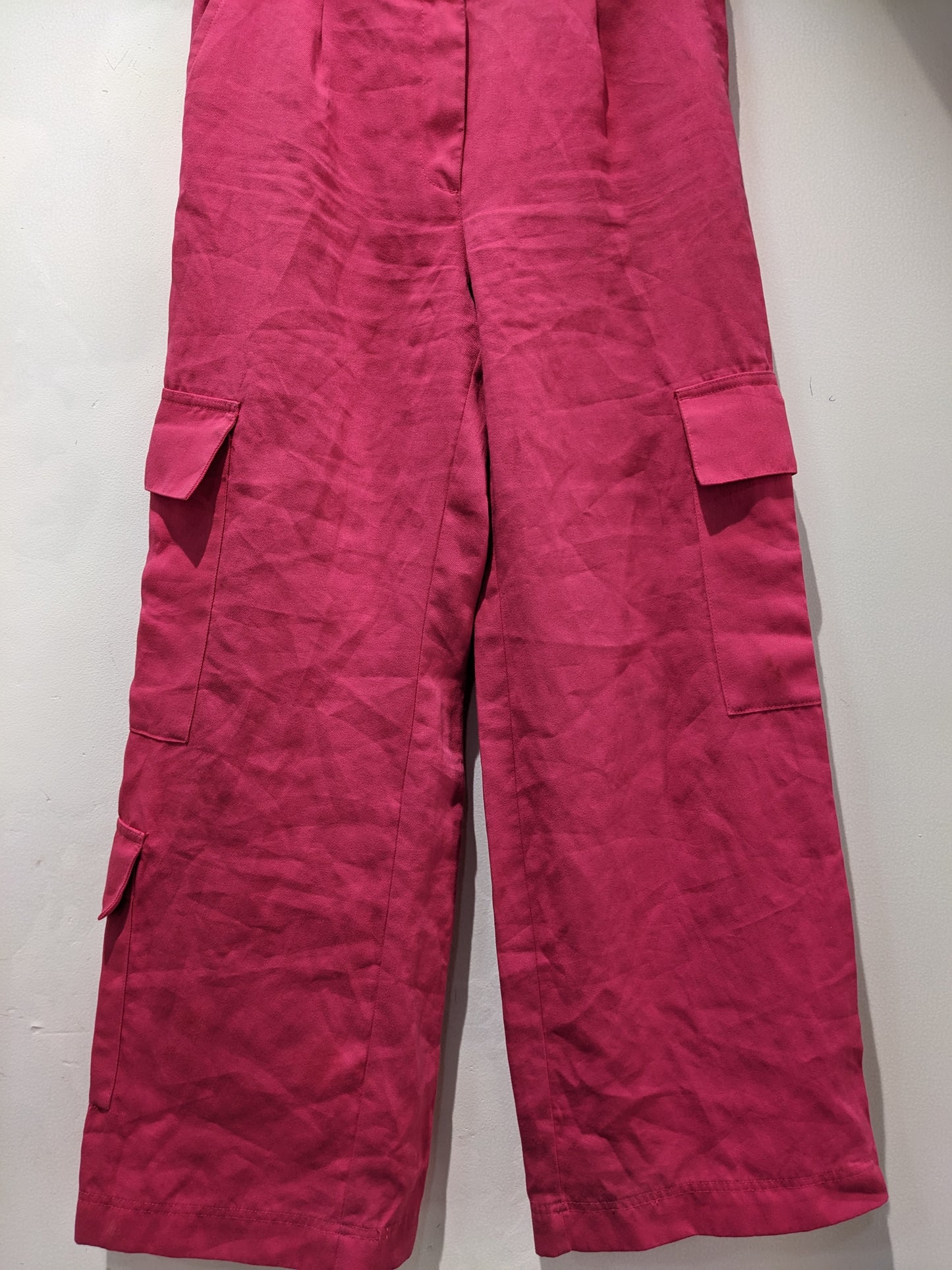 Womens pink Flap Pocket Side Cargo Pants