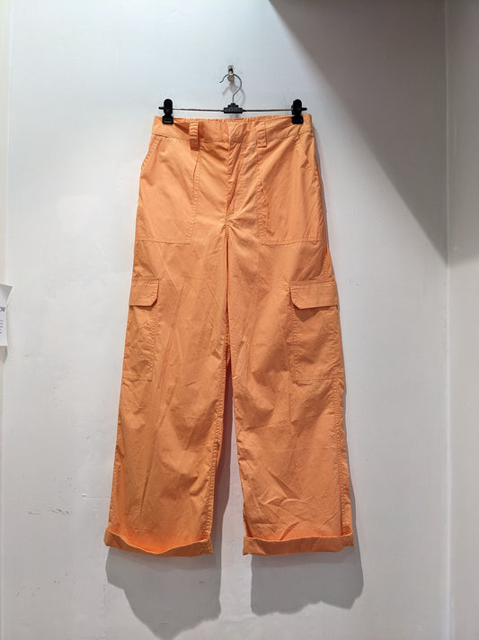 Womens Orange Flap Pocket Side Cargo Pants