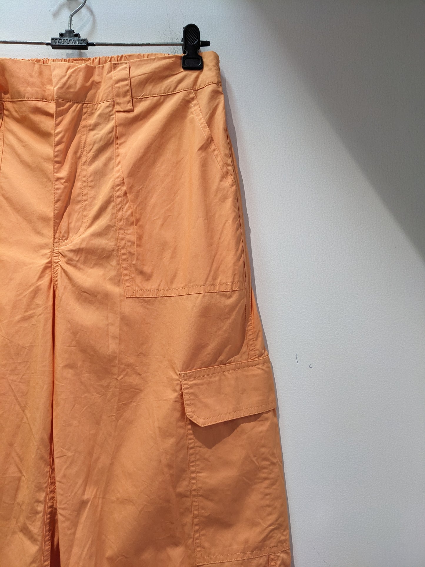 Womens Orange Flap Pocket Side Cargo Pants