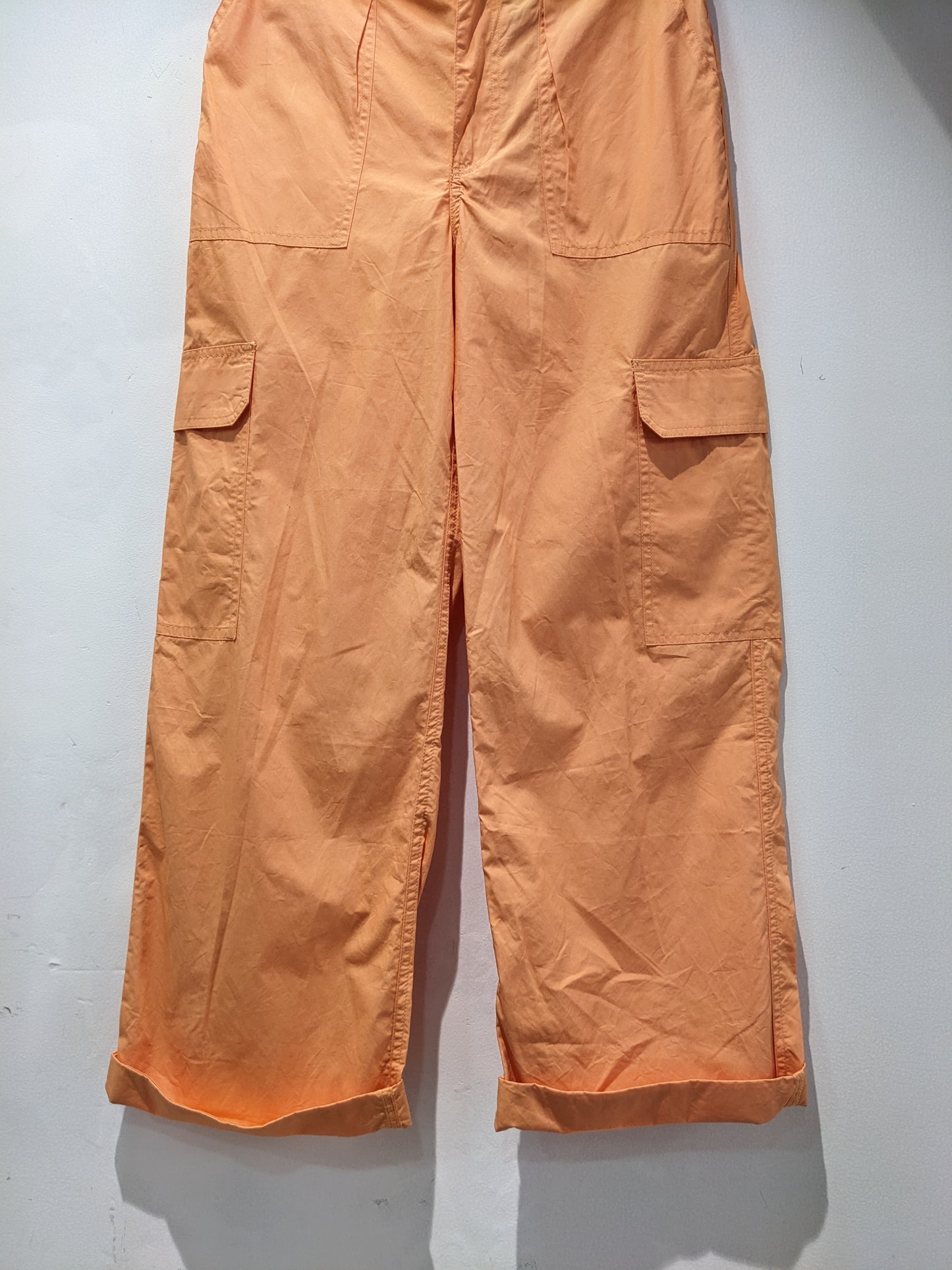 Womens Orange Flap Pocket Side Cargo Pants