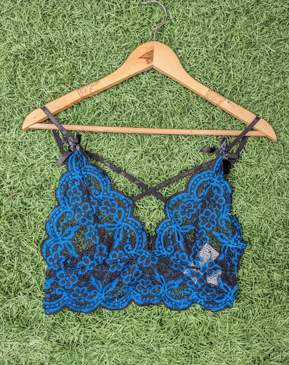 Midnight Blue Lacy Cami Top with Bow detailing