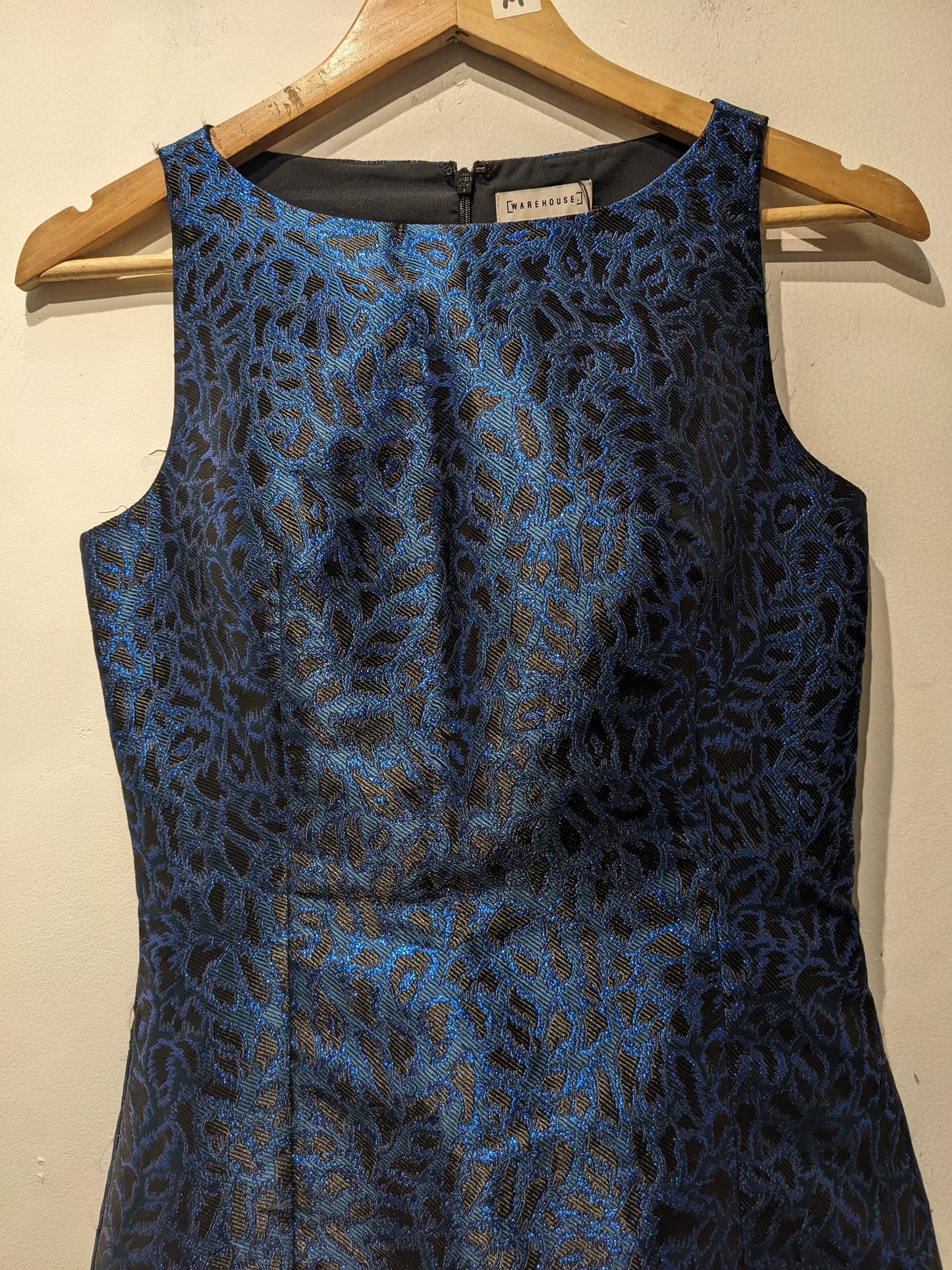 Warehouse Navy Blue Animal Print Dress