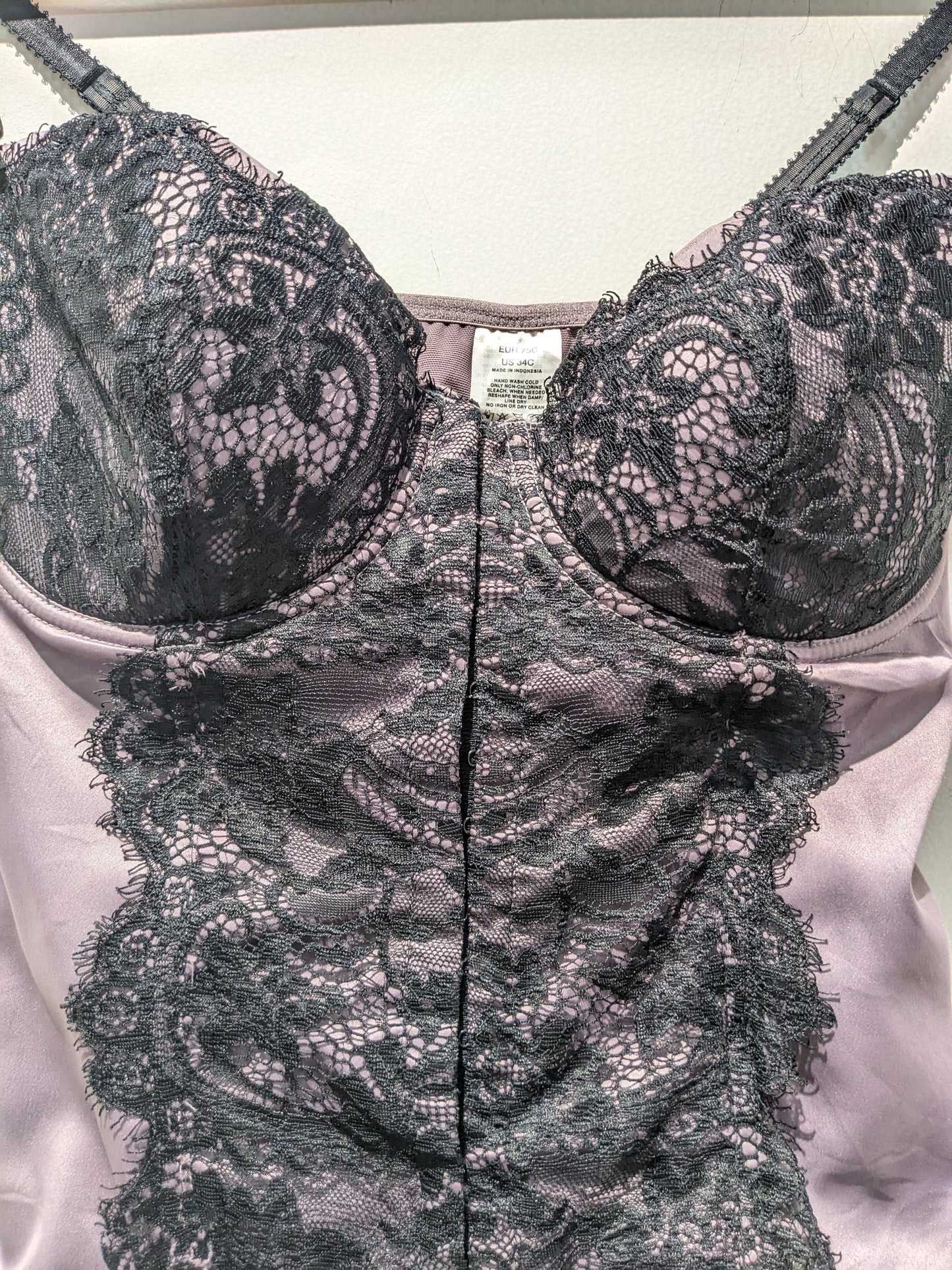 H&M Purple Bustier Corset With Black Lace Overlay