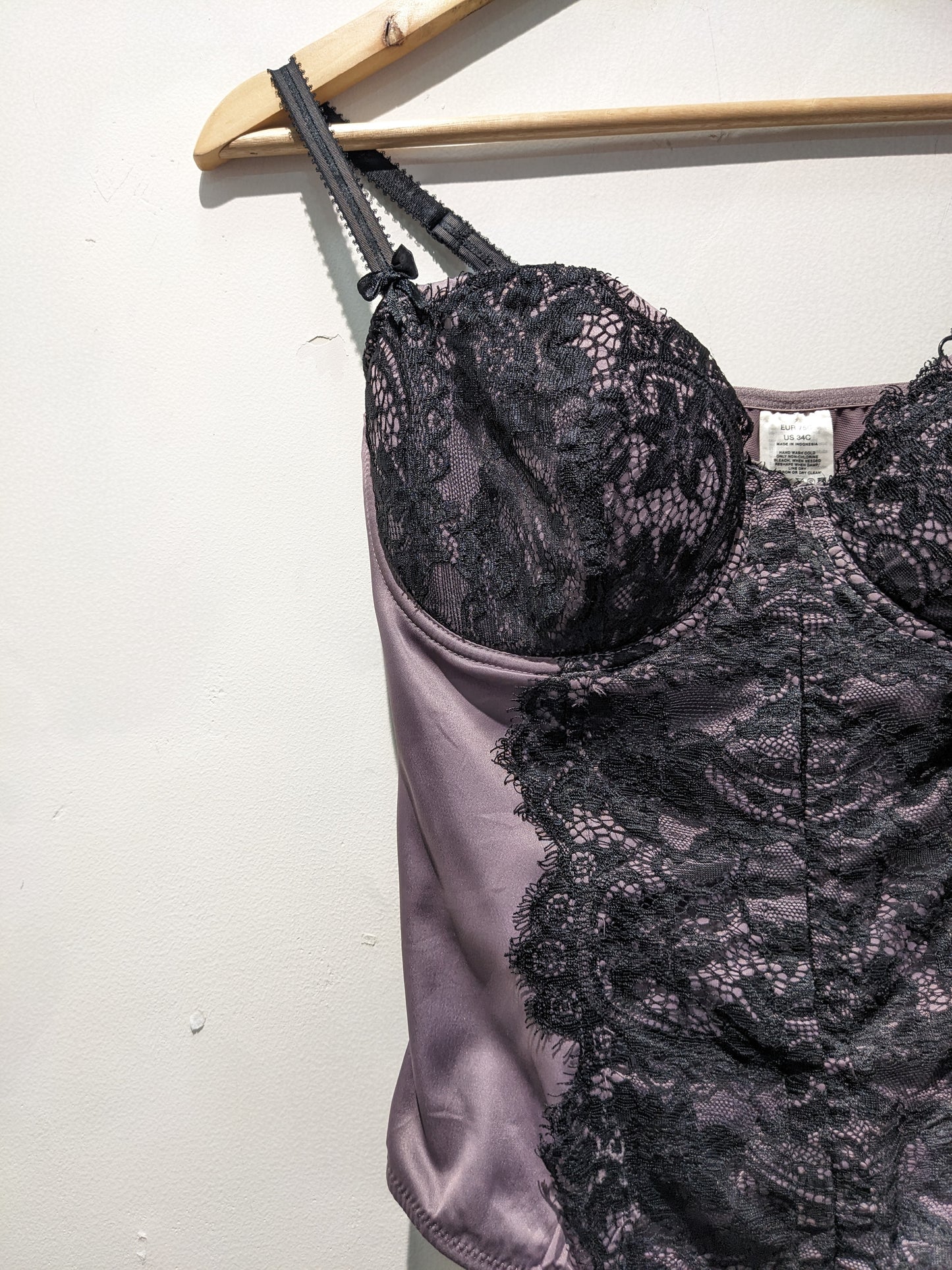 H&M Purple Bustier Corset With Black Lace Overlay