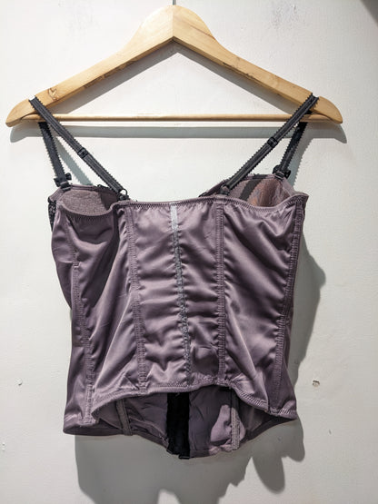 H&M Purple Bustier Corset With Black Lace Overlay