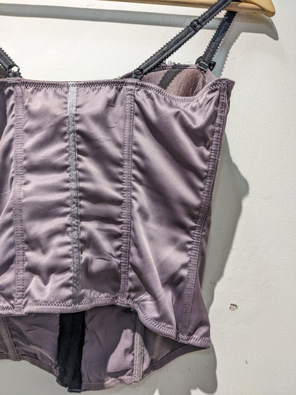 H&M Purple Bustier Corset With Black Lace Overlay