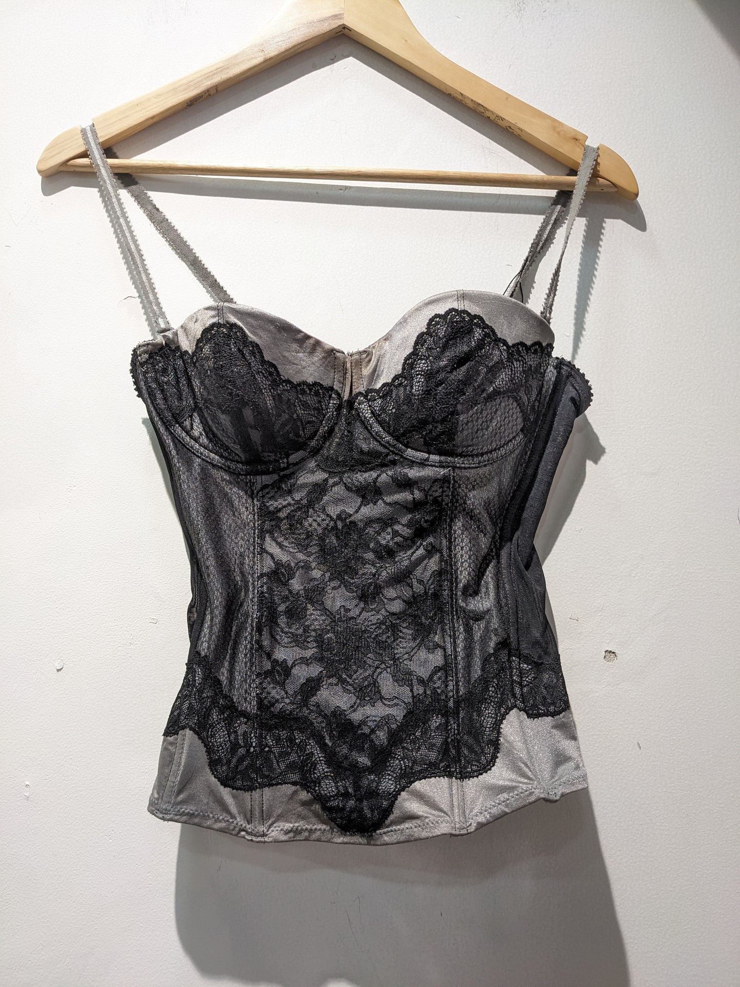 Grey Corset With Black Lacy details