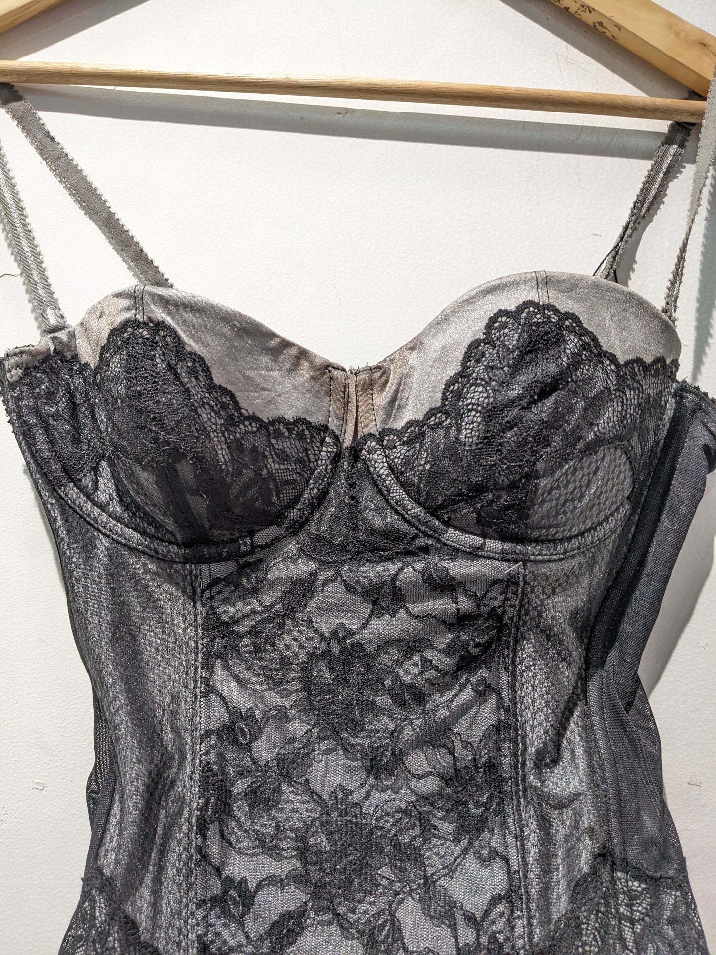 Grey Corset With Black Lacy details